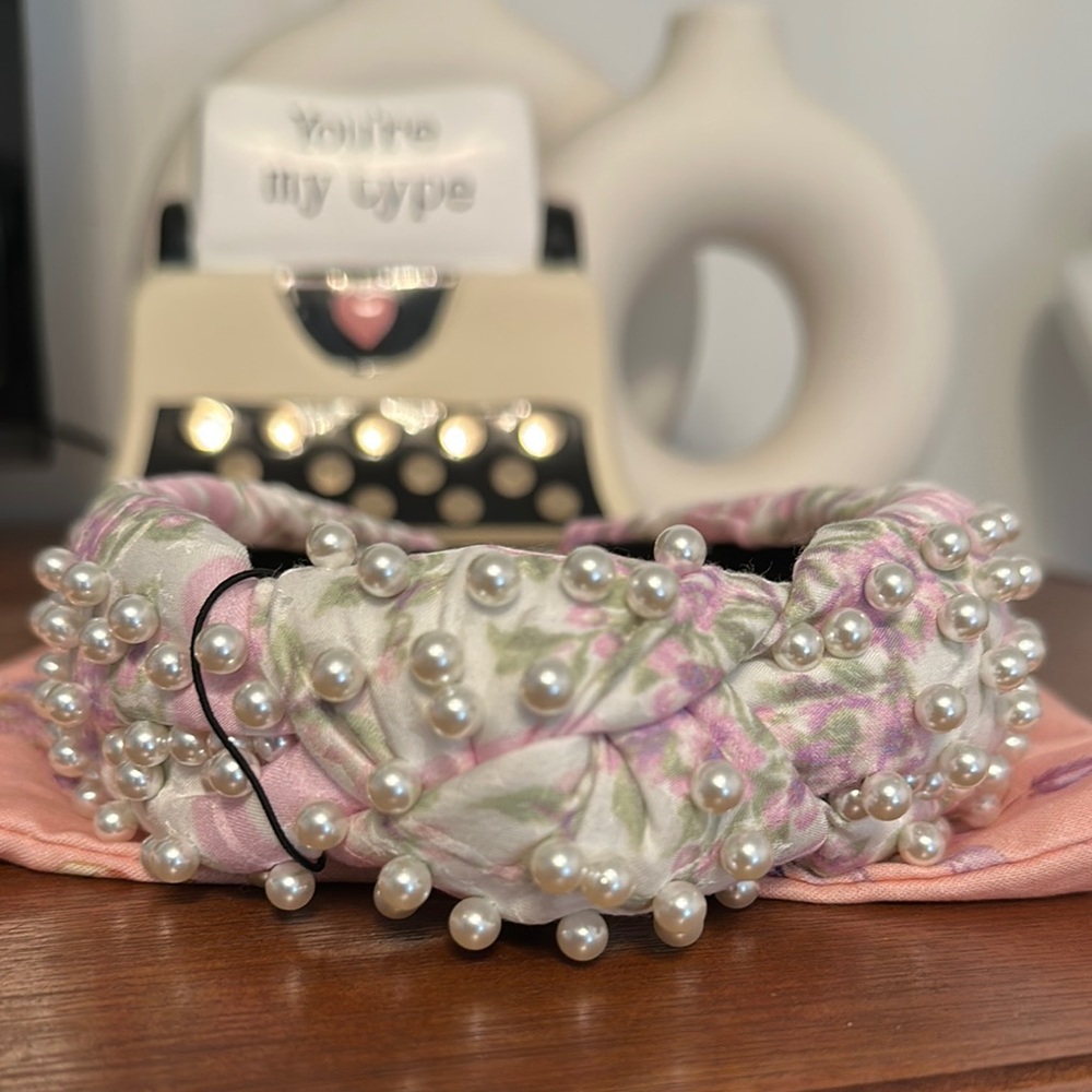 Floral Pearl-Embellished Headband